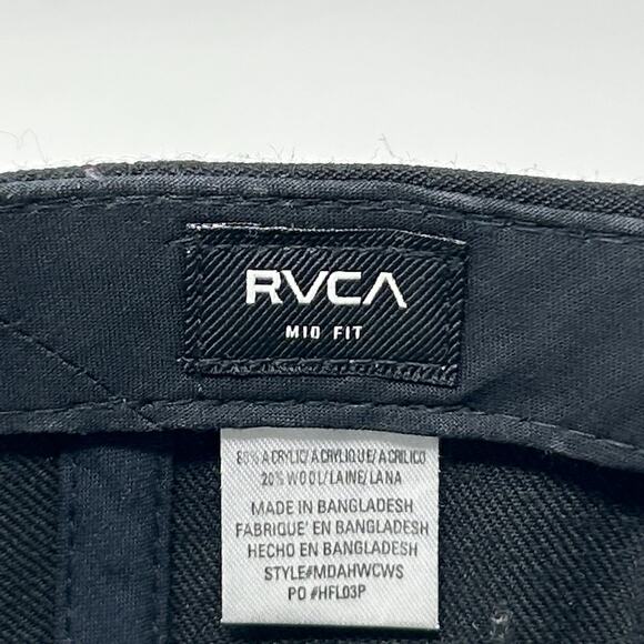 RVCA Hat Baseball Cap PM Tenore Skater Surfer Surfing MMA Snapback Mid Fit Black - Picture 8 of 9